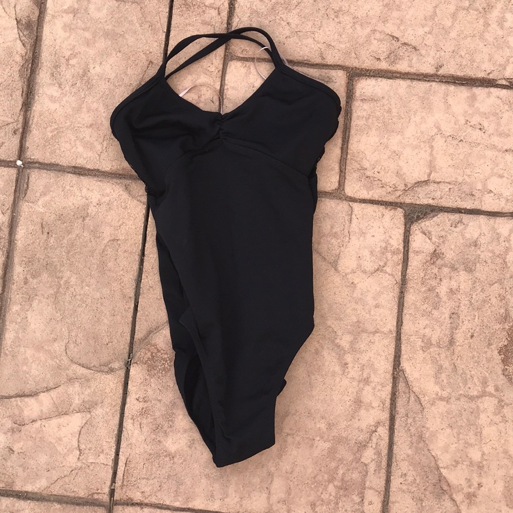 Black So Danca Lace Back Leotard